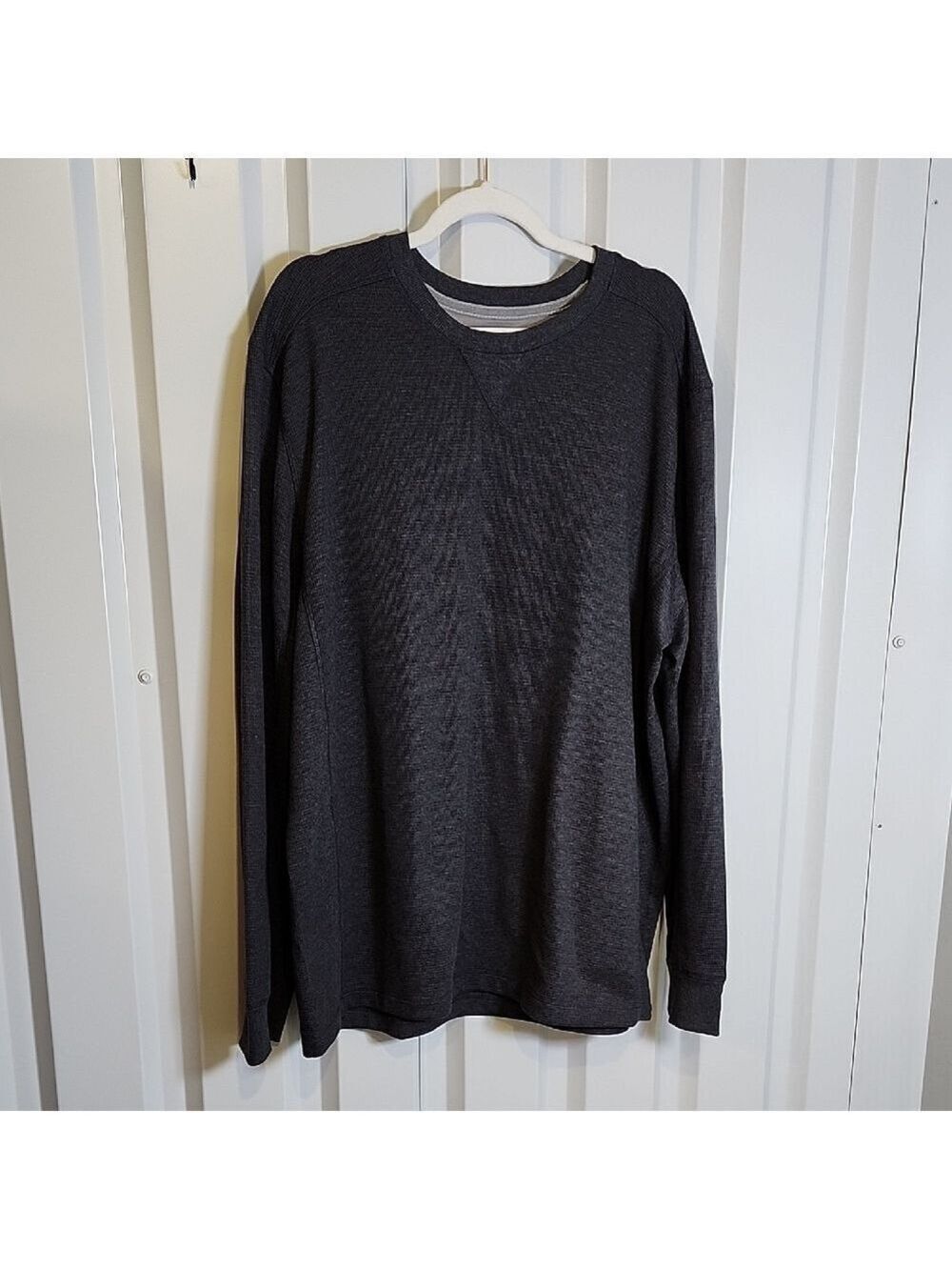 Eddie Bauer Charcoal Long Sleeve Thermal Shirt Waffle Knit Size 2XL